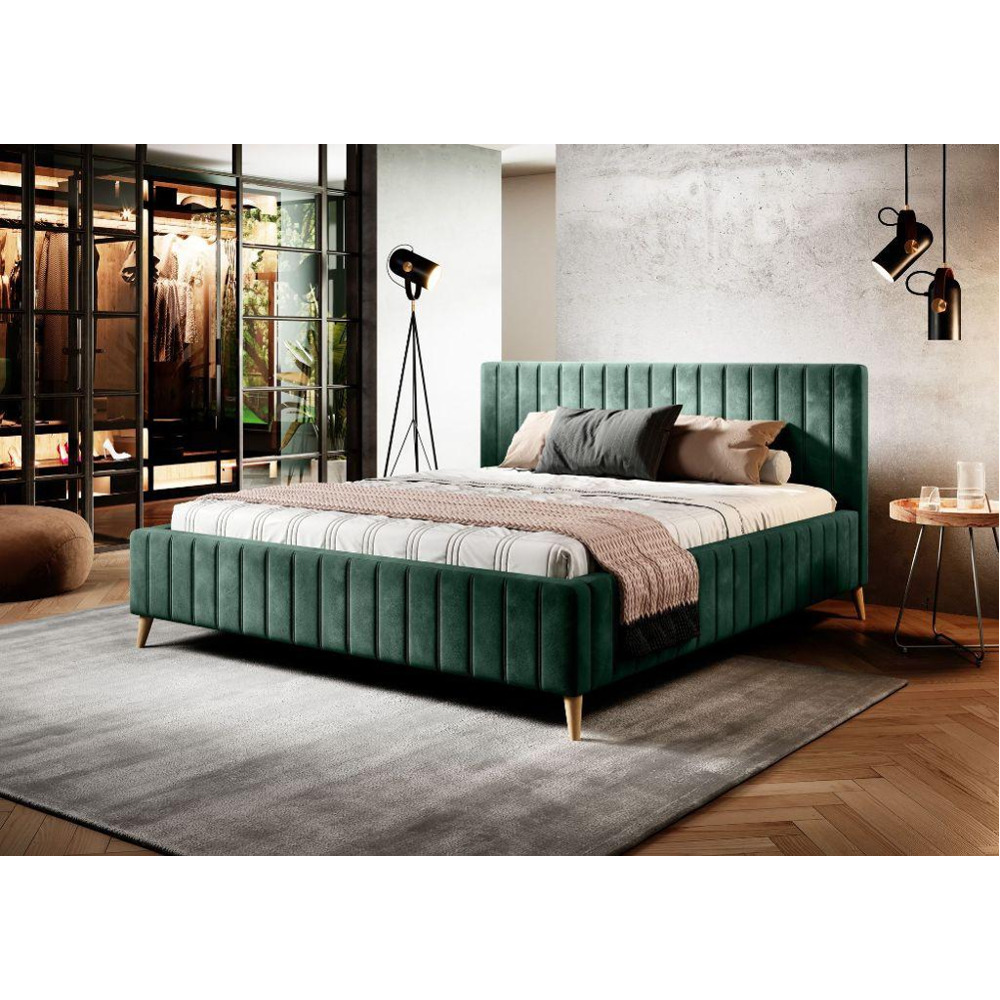Manželská postel s roštem Tamina, 180x200, Tmavě Zelená
