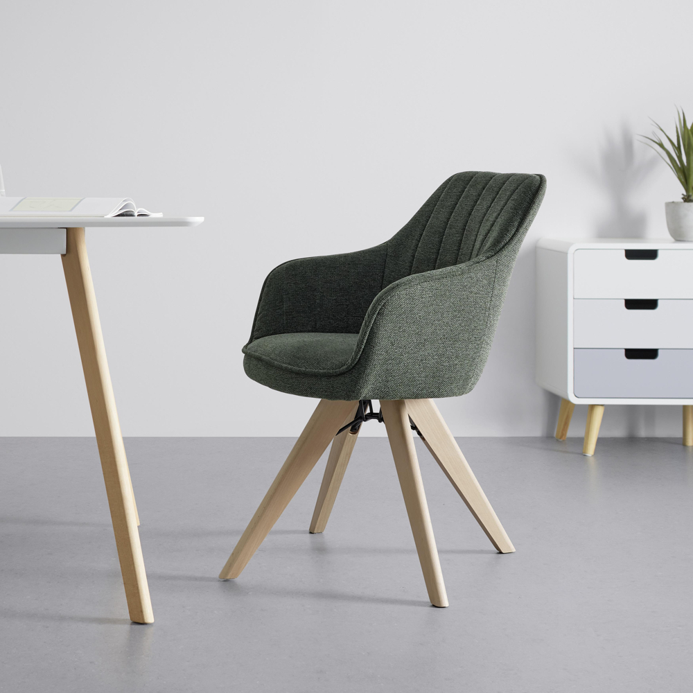 Otočná Židle S Područkami Elin Tmavě Zelená