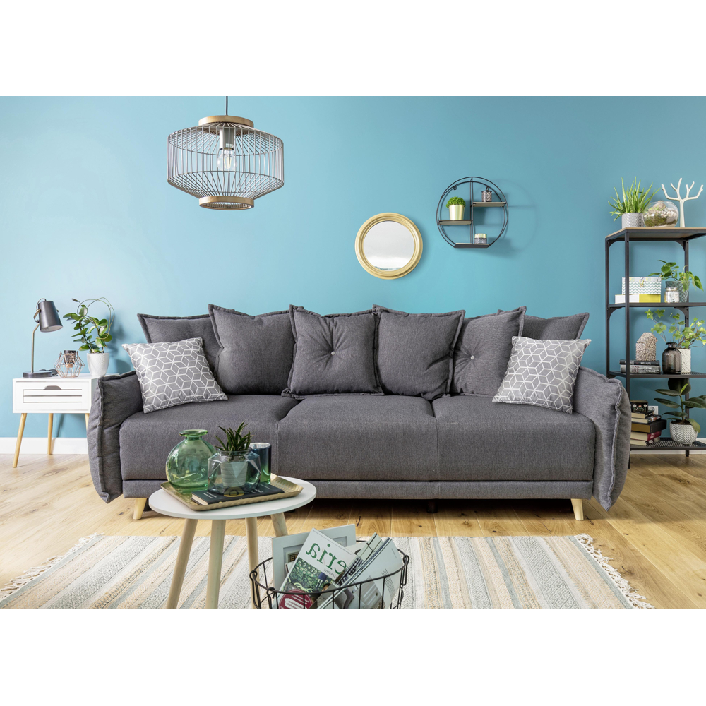 Třímístná Pohovka Na Spaní Lazy Lukka Tmavě Šedá