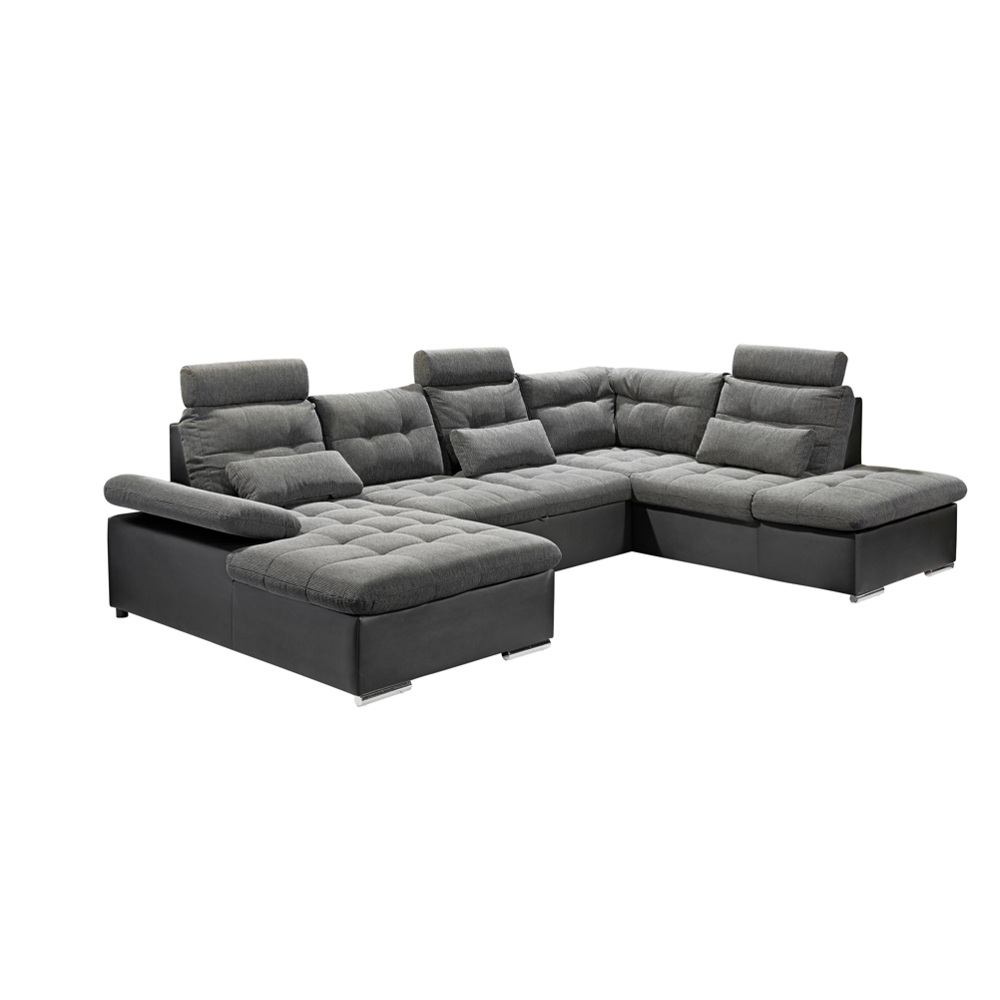 Sedací souprava ve tvaru U JAKARTA, šedá / černá