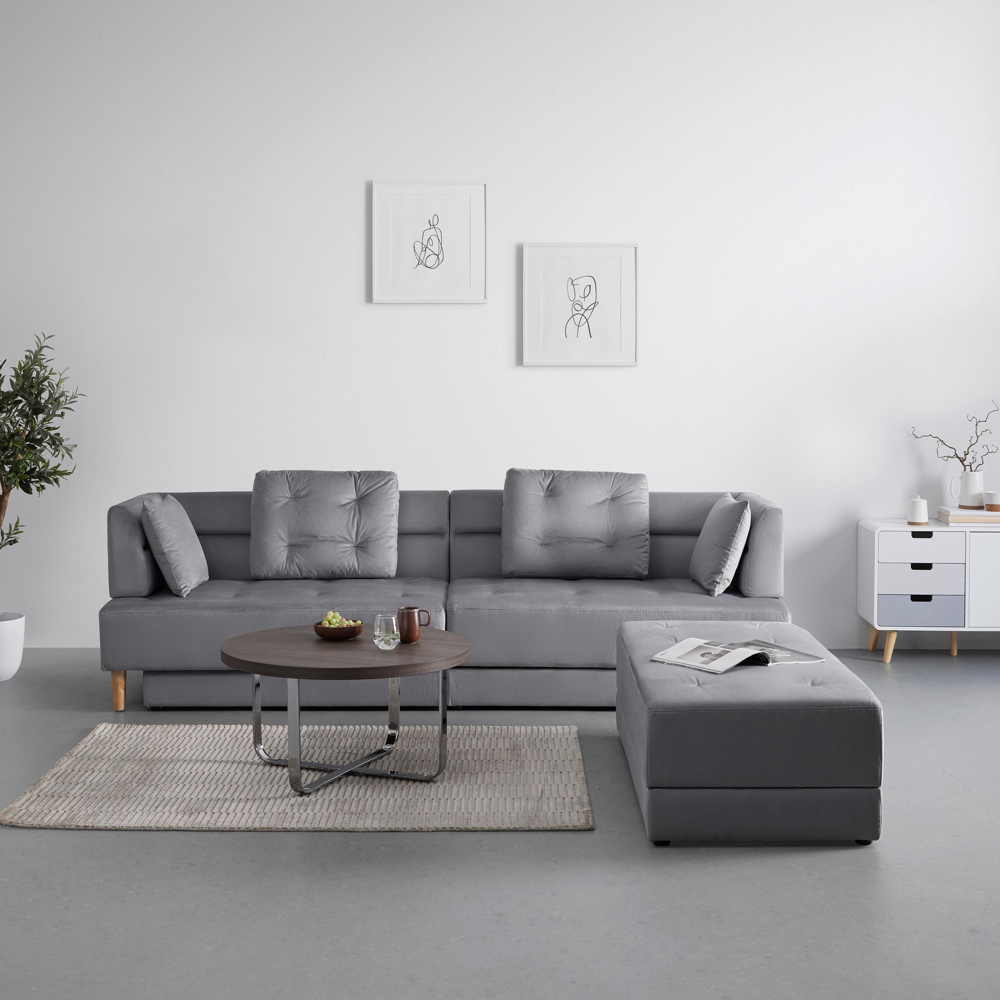 Pohovka S Taburetem Eliza Světle Šedá