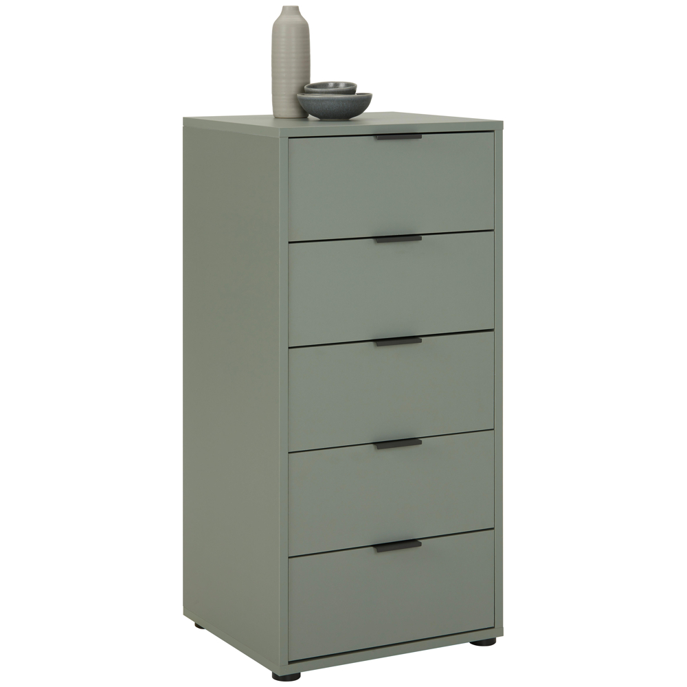 Úzká komoda se zásuvkami Bounty, šalvějově zelená