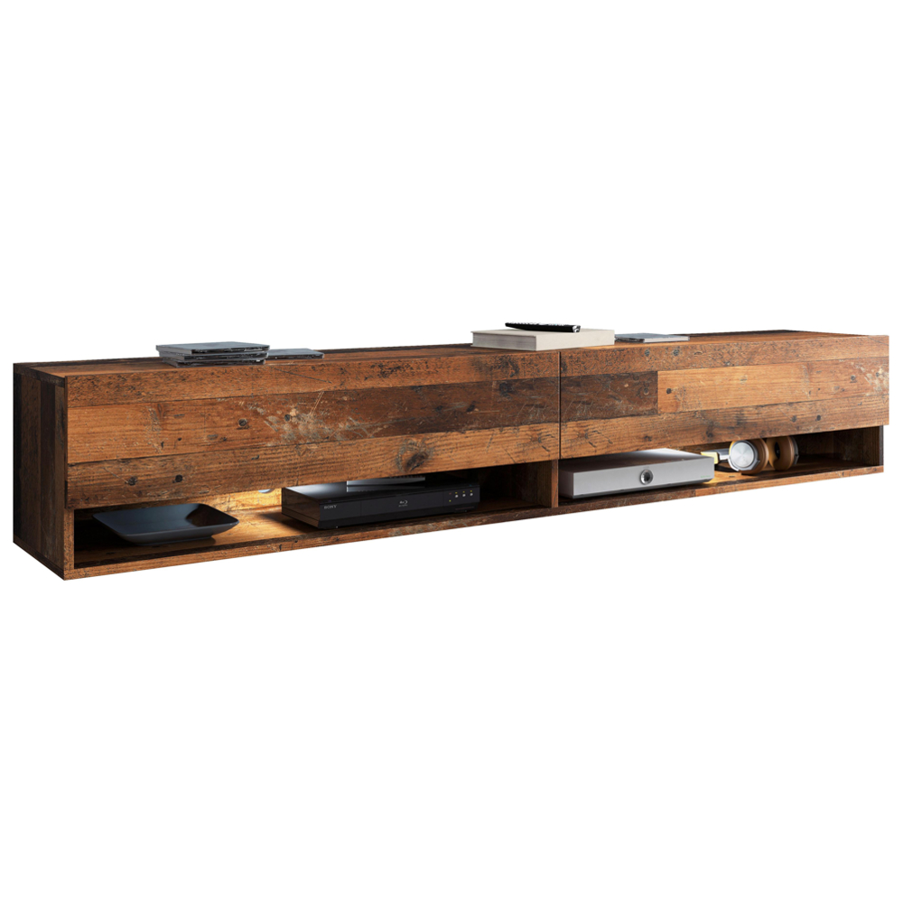 Nízká komoda s LED, barva starého dubu