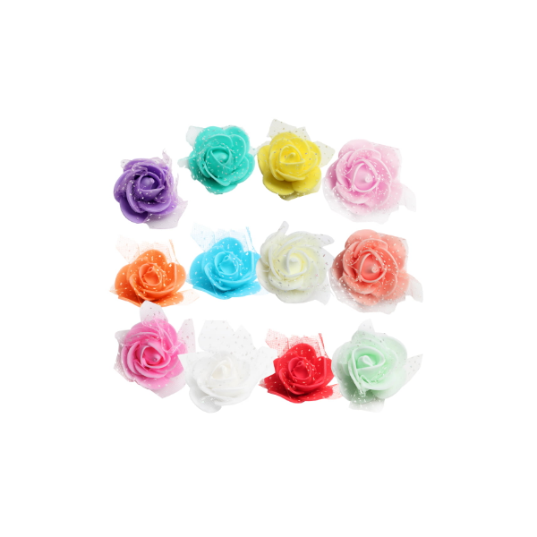 24 x rosas de espuma princesa 6 cm de ancho con individual 20 cm tallos   elegir su color Lilac 