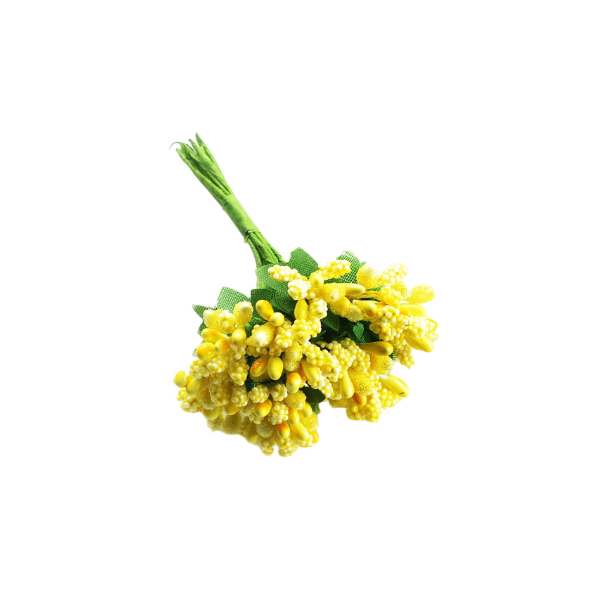 Individual Hellery Un Manojo De 12pcs Flor Artificial Estambres Pistilo para Envolver Regalos De Boda Amarillo 