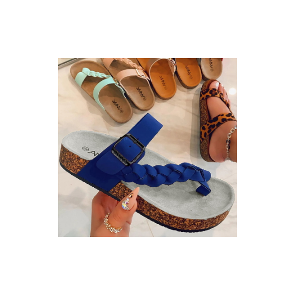 Sandalias con Hebilla de Corcho para Mujer Sandalias con Punta Abierta Moda de Verano Zapatos 