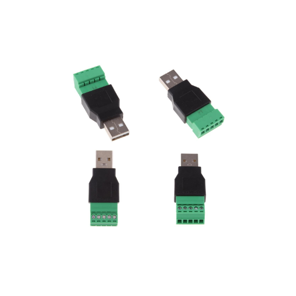 conector macho USB a adaptador de enchufe de terminal de tornillo de 5 pines convertidor de Connetor Conector de terminal USB de 2 piezas 