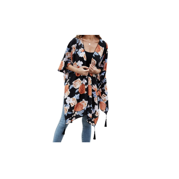 RETUROM Las Mujeres del otoño de Boho Impresa Floja de la Gasa del mantón Kimono Cardigan Tops Cubrir la Blusa 
