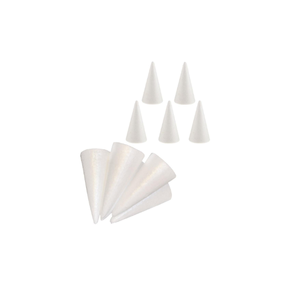 Conos de espuma para manualidades 4,8 x 10,7 cm, blanco, 24 unidades 
