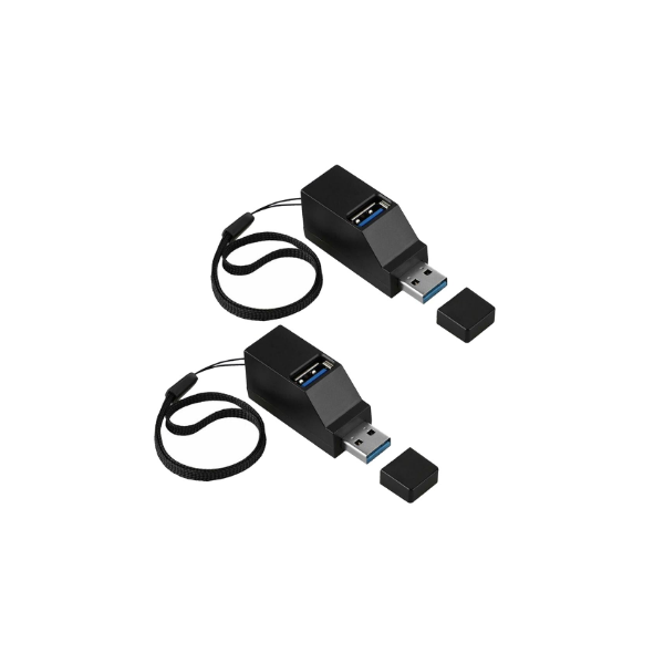 2PCS Negro USB 2.0 de alta velocidad 4 Puerto Splitter Hub para PC portátil Plug & Play 