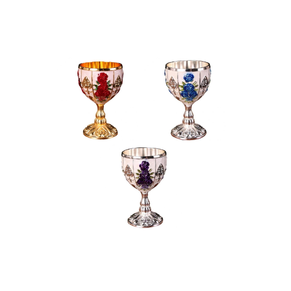 Copa de vino de metal Vaso de chupito de whisky vintage Mini taza en relieve Adornos de decoración de regalo #1 