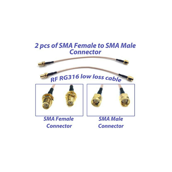 Bingfu Cable Extensión de Antena SMA Hembra a SMA Macho de Ángulo Recto RG316 30cm 2piezas Compatible con Receptor Dongle USB RTL SDR Puerta de Enlace de Enrutador Celular 4G LTE 