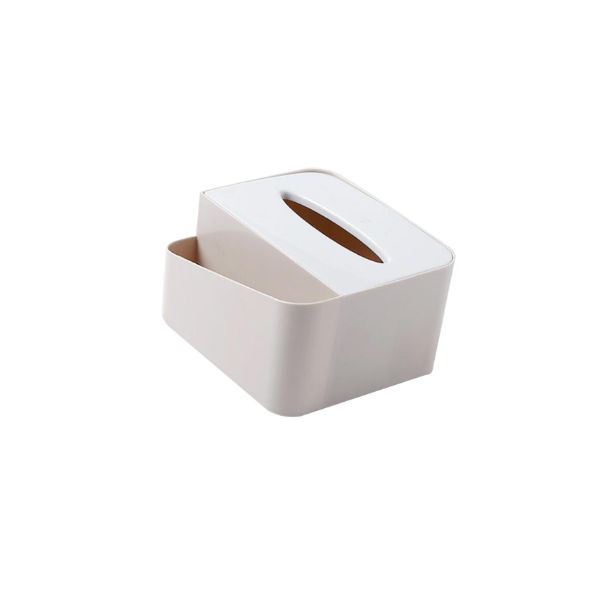 Práctica caja para pañuelos de papel Dispensador de pañuelos con un diseño moderno y minimalista Caja de pañuelos cuadrada de metal Color mDesign blanco con detalles dorados 