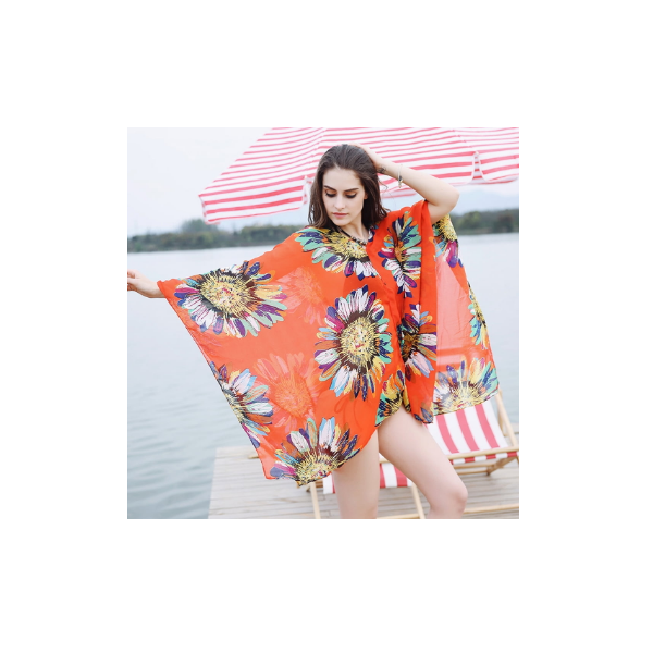 FRAUIT Cardigan para La Playa Largo Mujer de Verano de Talla Grande Cardigan Blusón con Estampado de Flores de Piña Kimono Cardigan 