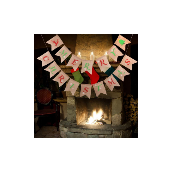 Reversible Bandera de MERRY CHRISTMAS y HAPPY NEW YEAR Bandera Guirnalda de pancartas de doble cara para Navidad y Año Nuevo 2021 Decoraciones para fiestas de oficina en casa 