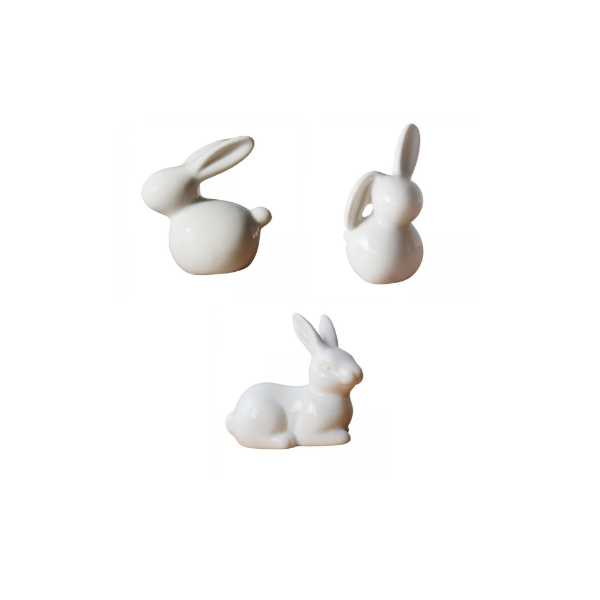 color blanco jardín Año Nuevo fiesta PRETYZOOM Estatua de conejo de cerámica Navidad para casa escultura de conejo mesa micro paisaje decoración decoración de Pascua chimenea 
