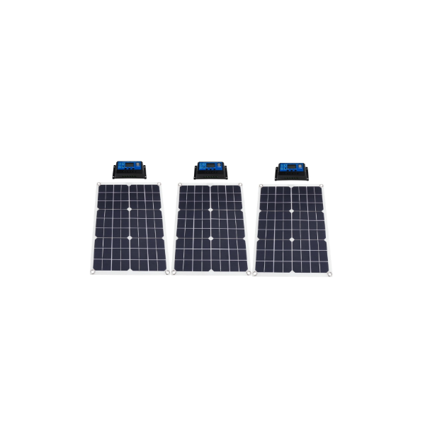 24V Controlador de Carga Solar Regulador Inteligente PWM Galapara Kit de Panel Solar Flexible policristalino de Doble Salida con 2 Puertos USB 50W DC 5V 18V y Carga para automóvil 12V 
