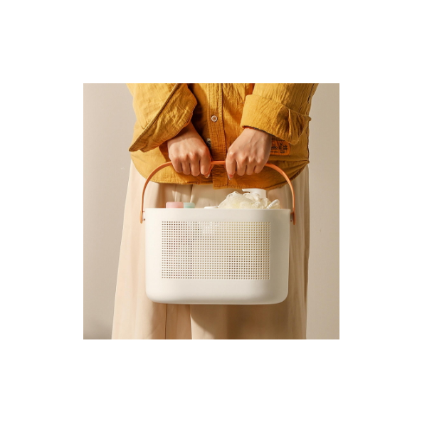 toallas cesta para almacenamiento cesta de almacenamiento color crema cosméticos ligera 1,5 L cesta de baño KADAX Cesta de almacenamiento de plástico universal cesta para la colada 