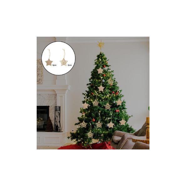 MEJOSER 24 Piezas Adornos árbol Navidad Colgantes Madera Ornamentos de Navidad Ángel Reno Papá Noel Estrellas Adornos Navideños Rebanadas Manualidades 