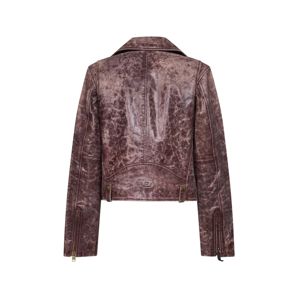 Diesel Rosso Donna - Giacca Biker In Pelle Lavorata - Giacche Di Pelle Taglia 40 - Immagine 3