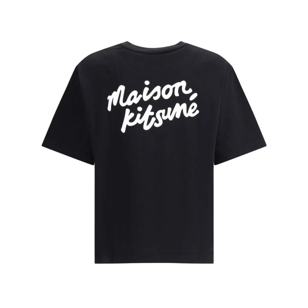 Maison Kitsuné Uomo Nero - T-Shirt Con Logo A Contrasto - Tops - M - Immagine 2
