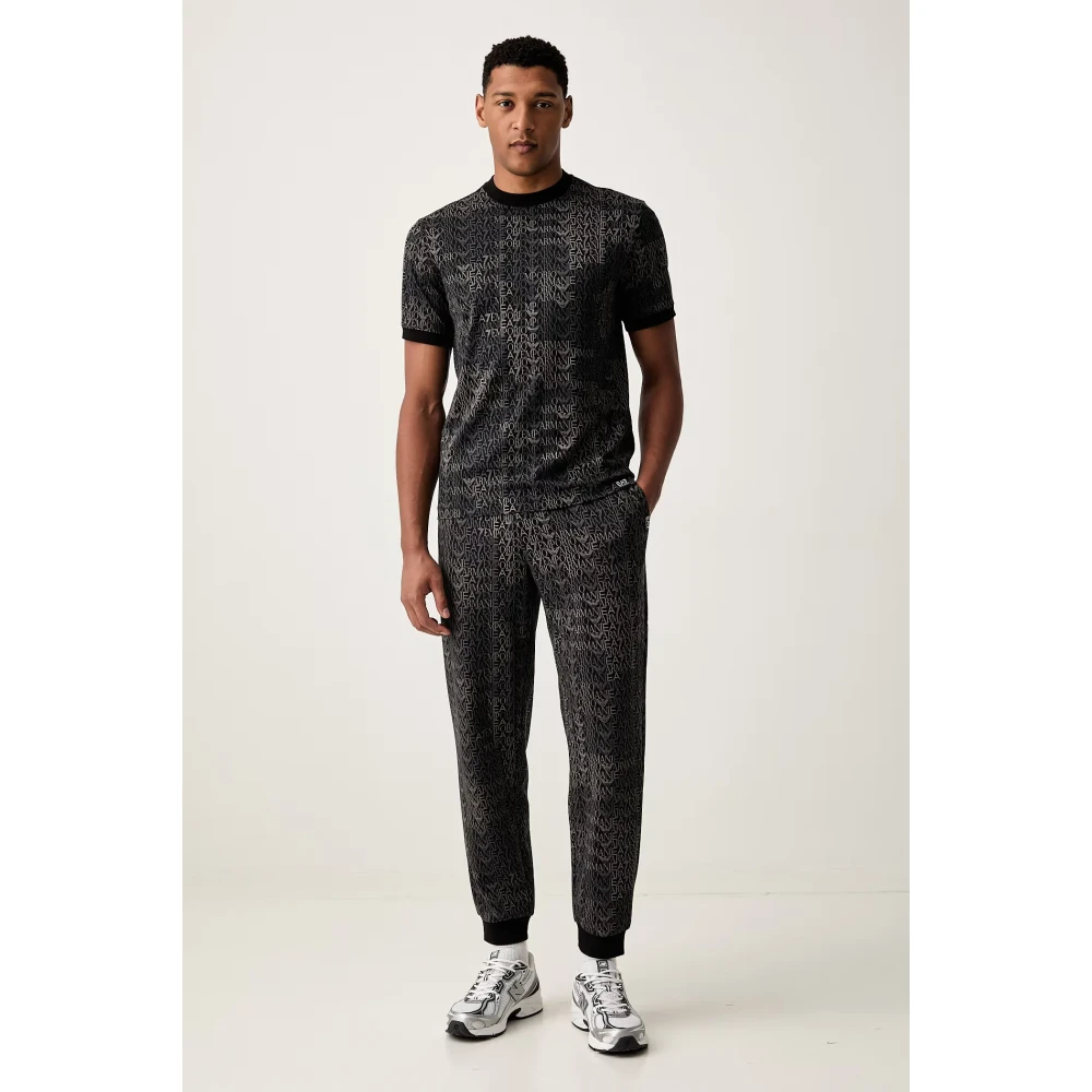 Ea7 Pantaloni Jogger Logo Series Misto Cotone Monogramma - Immagine 2