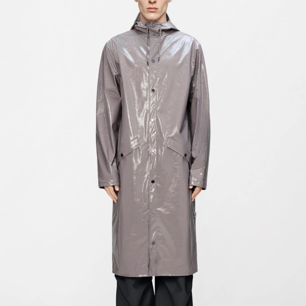 Rains Unisex Gris Impermeabile Con Cappuccio W3 - Immagine 6