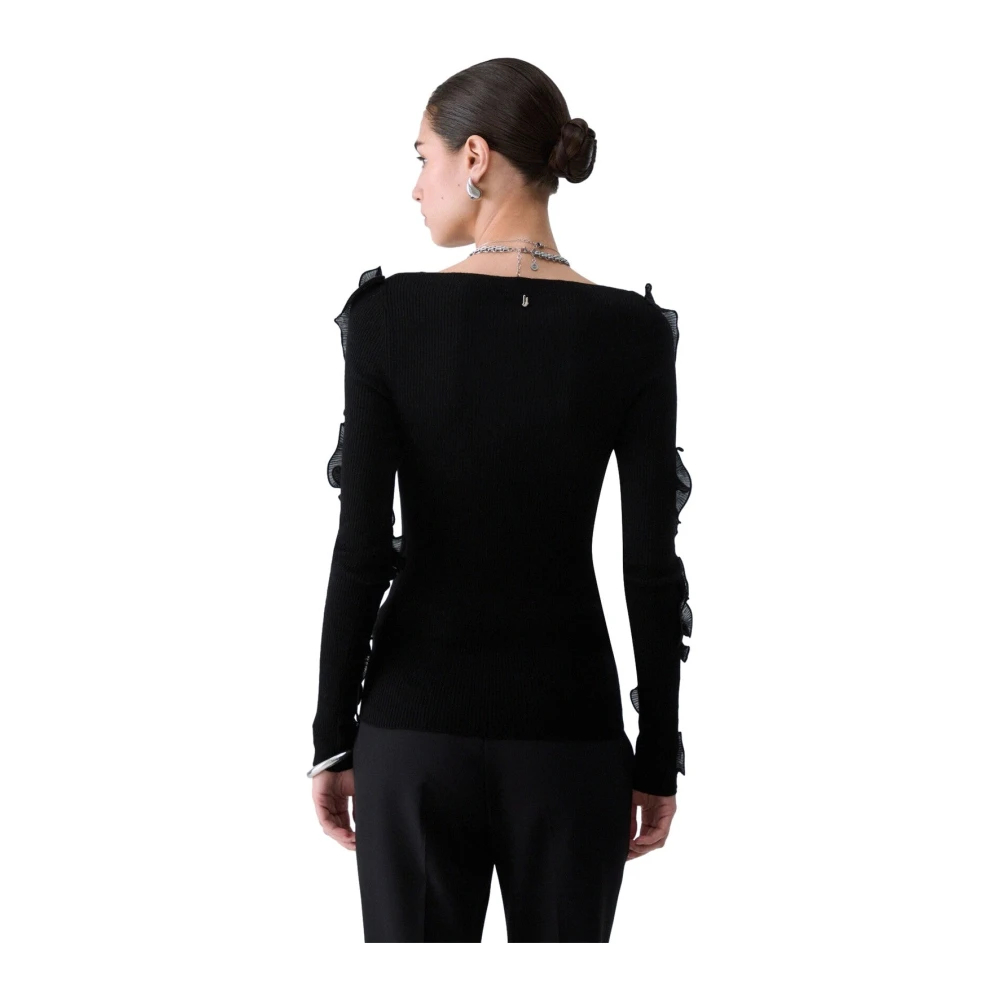 Liu Jo Donna Nero - Maglione In Lana Con Volant - Knitwear - M - Immagine 3