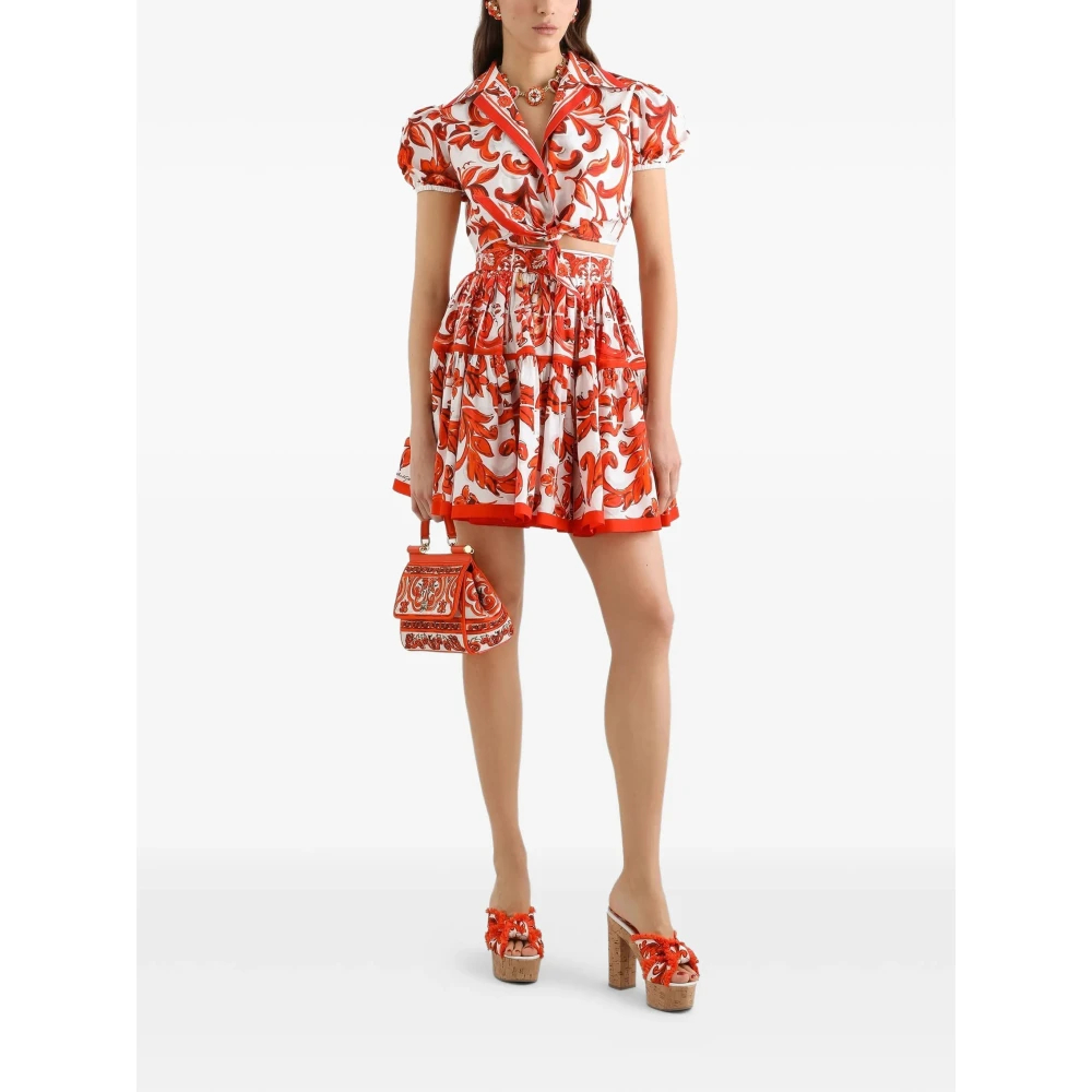 Dolce&Gabbana Donna Blusa Cropped Majolica In Popeline Di Cotone Arancione It Taglia 40- Mytheresa - Immagine 5