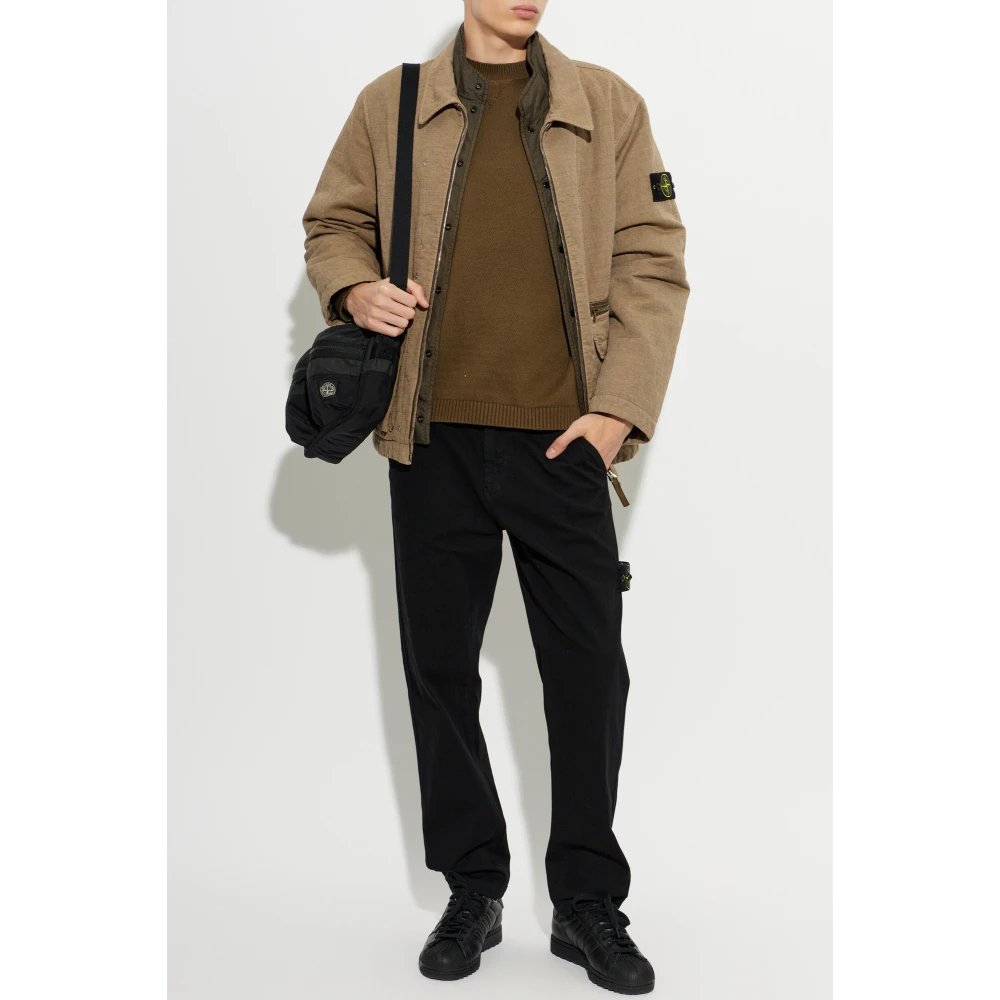 Stone Island Beige Textured Zip Jacket - Man Jackets Xl - Immagine 2