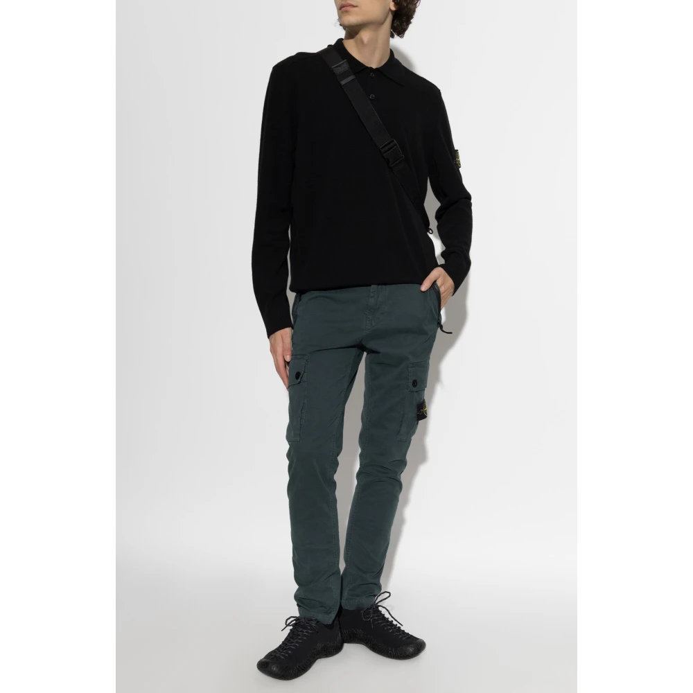 Stone Island Long Sleeve Polo Knit - Man Polo Shirts Black L - Immagine 5