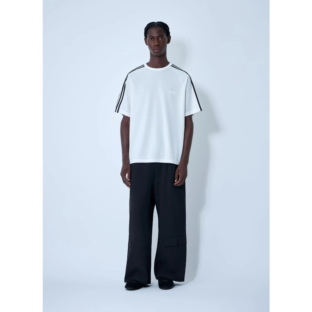 Adidas Uomo Bianco - Y-3 Short Sleeve Tee 3-Stripes - Sport - M - Immagine 7