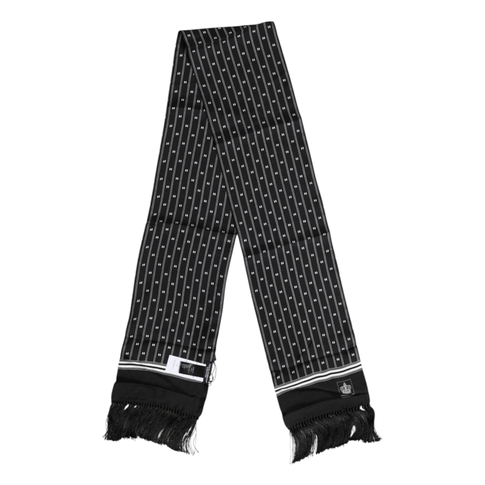 Dolce & Gabbana Damen Schwarz - Seiden-Foulard-Schal Mit Fransen Und Print - Accessories - K - One Size