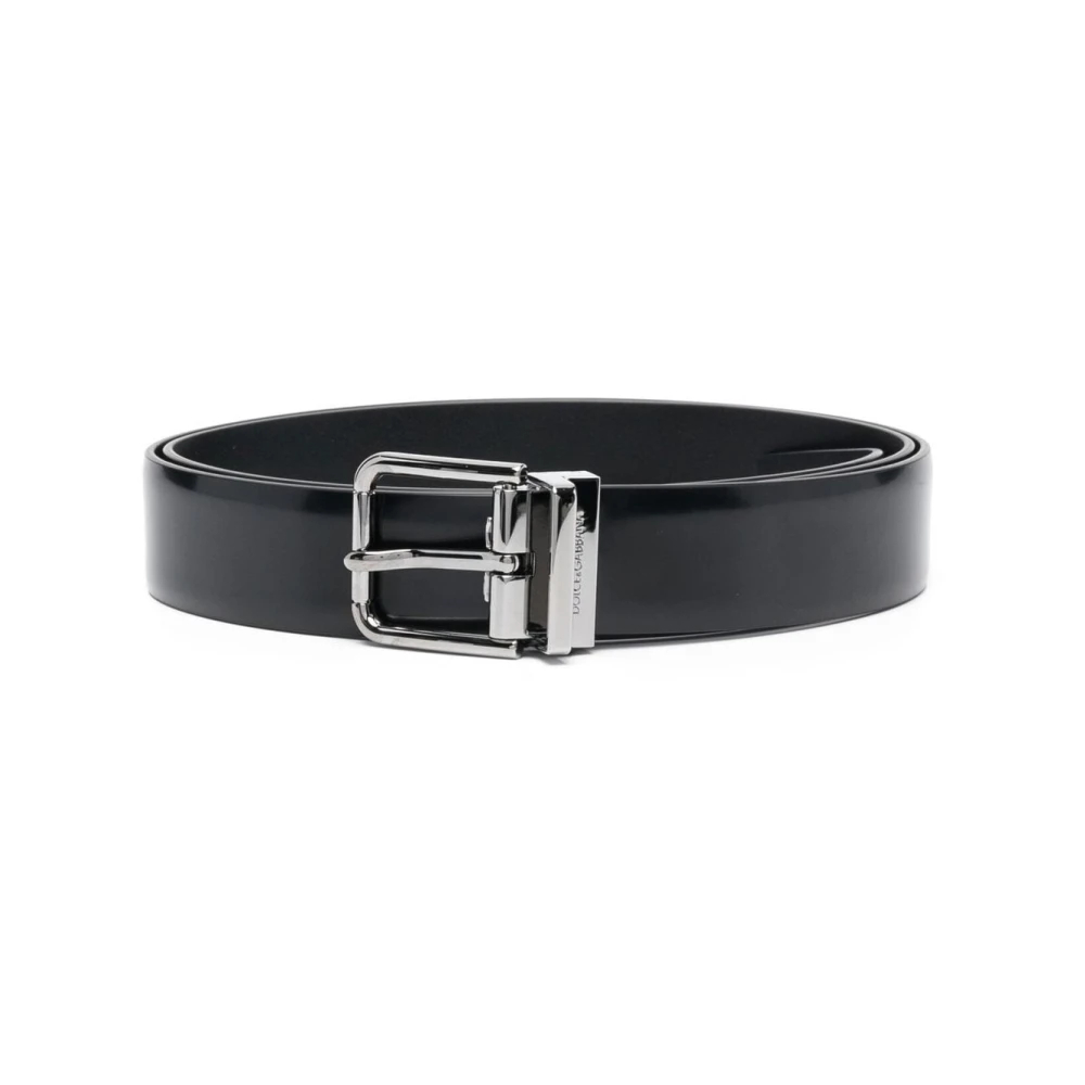 Dolce & Gabbana Herren Schwarz - Er Gürtel Mit Quadratischer Schnalle - Accessories - K - 90 Cm
