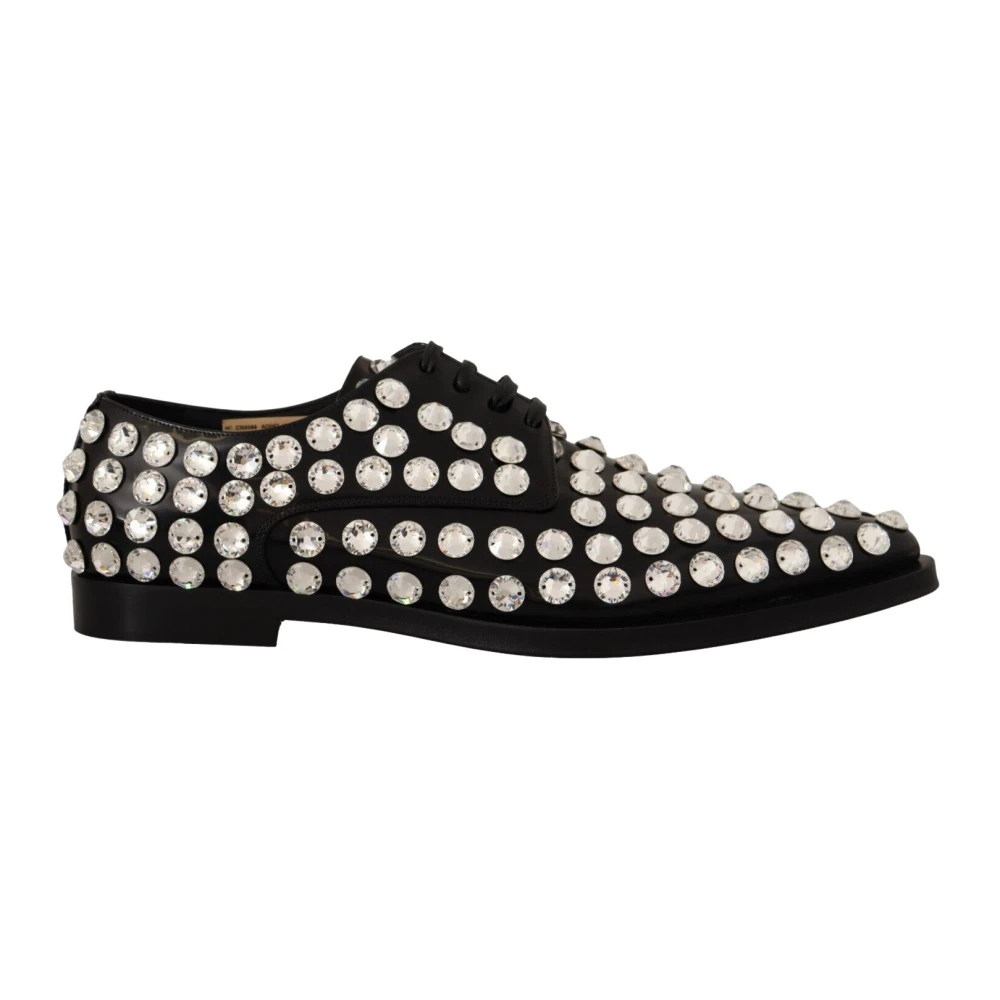 Dolce & Gabbana Damen Schwarz - E Lederkristall-Schnürschuhe - Shoes - K -41 Eu