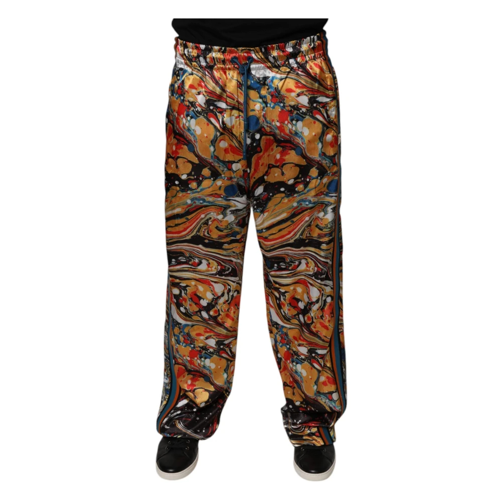 Dolce & Gabbana Herren Multicolor - Marmor Satin-Trainingshose - Trousers - Mehrfarbig - L
