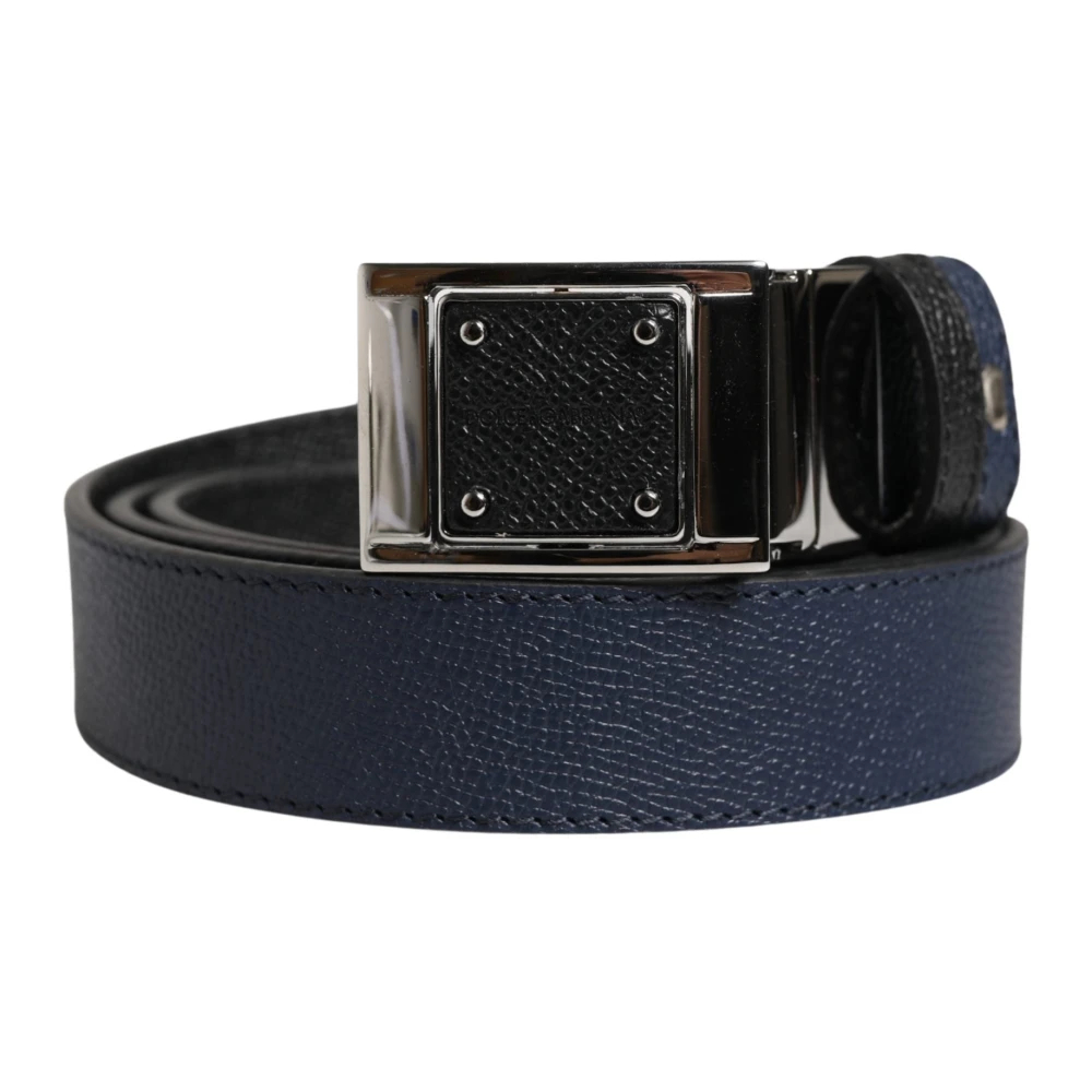 Dolce & Gabbana Herren Blau - Kalbsleder Gürtel Mit Quadratischer Schnalle - Accessories - One Size
