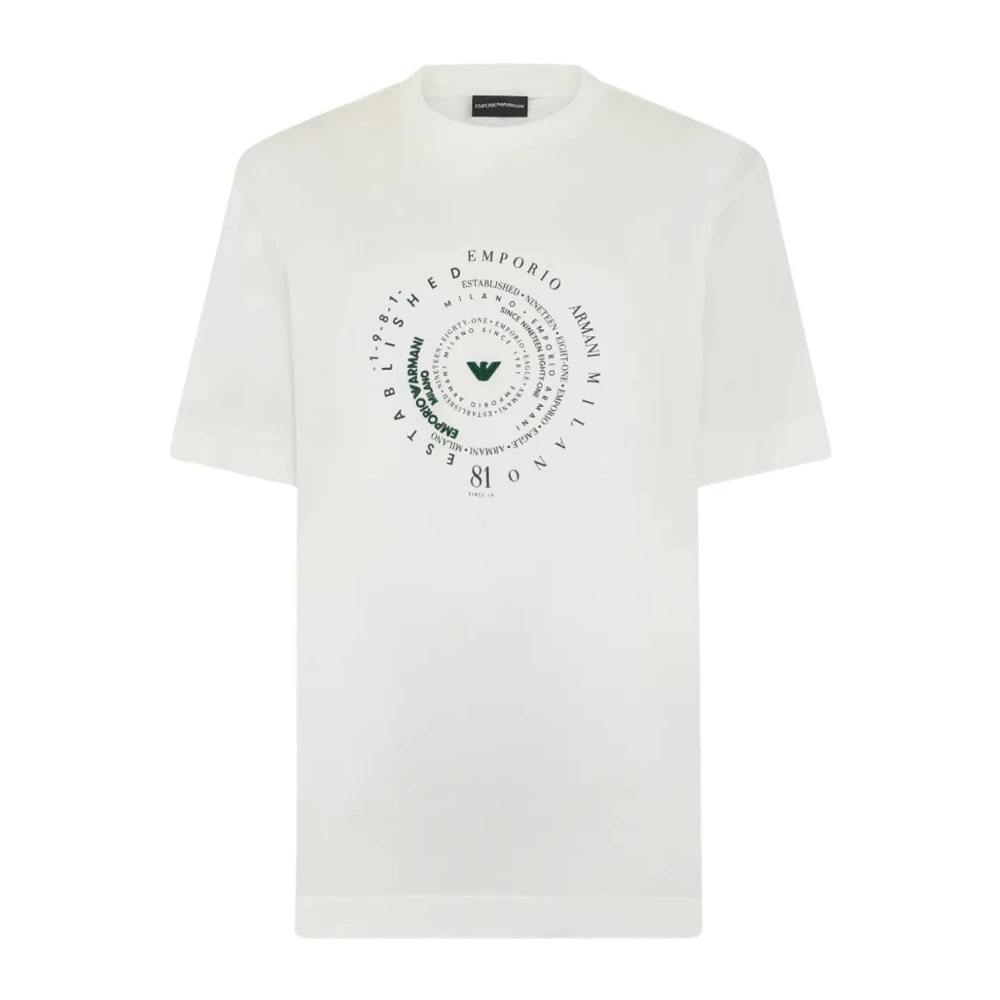 Emporio Armani Herren Beige - T-Shirt Mit Rundhalsausschnitt Und Kurzen Ärmeln Mit Print - Tops - L