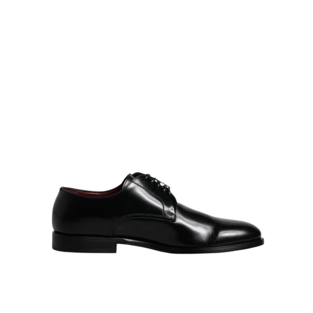 Dolce & Gabbana Herren Schwarz - E Leder Derby Schnürschuhe - Shoes - K - 39 1/2 Eu