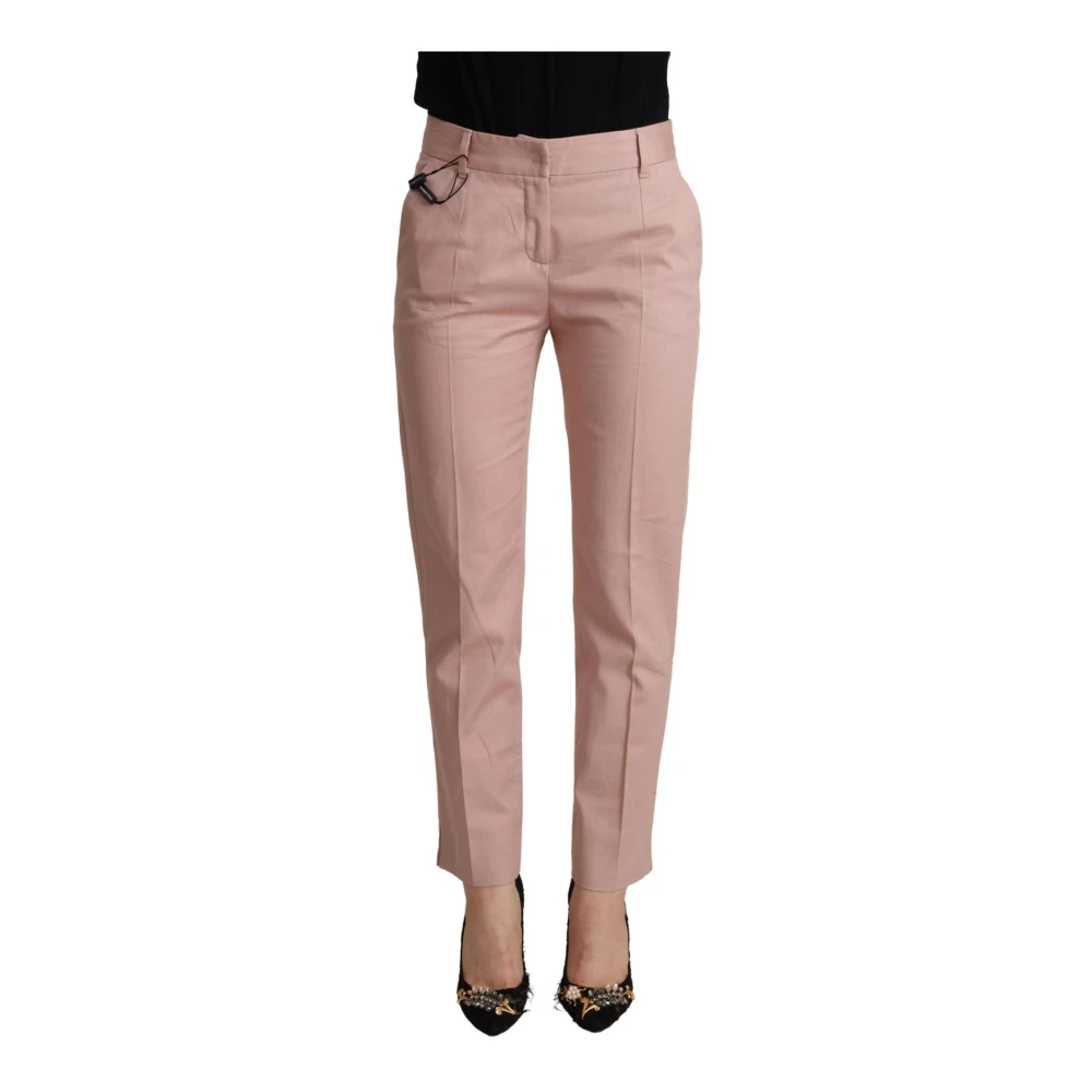Dolce & Gabbana Damen Rosa - Baumwollhose Mit Mittelhoher Taille Und Schmalem Schnitt - Trousers - 2XS