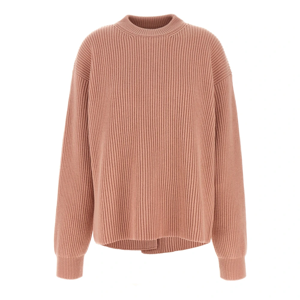 Jil Sander Damen Rosa - Mittelschwerer Wollpullover Mit Rundhalsausschnitt - Knitwear - M