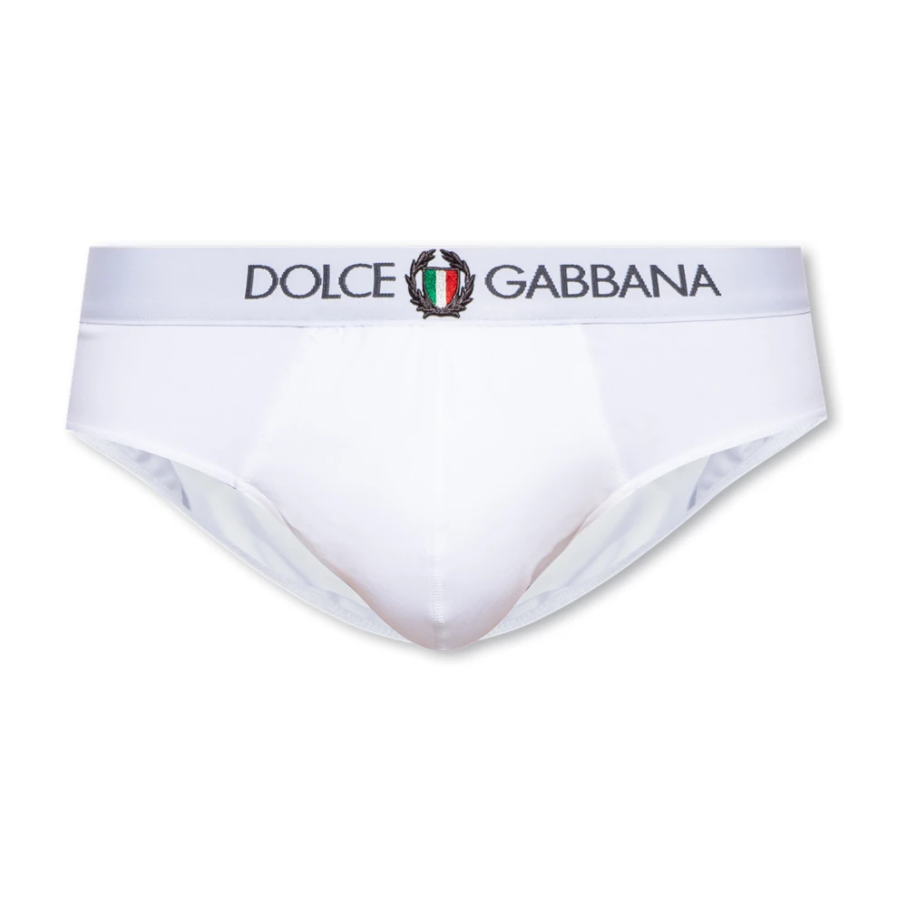 Dolce & Gabbana Herren Weiß - Stretch-Baumwoll-Slips Mit Mittlerer Bundhöhe Und Wappen - Underwear - M