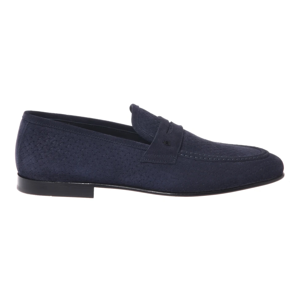 Baldinini Herren Blau - Wildleder Loafer Mit Webmuster Aus Leder - Shoes - 45 Eu