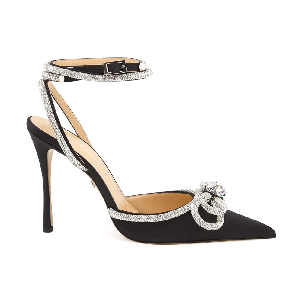 Mach & Mach Damen Schwarz - E Satin High Heels Doppelschleife - Shoes - K - 40 Eu