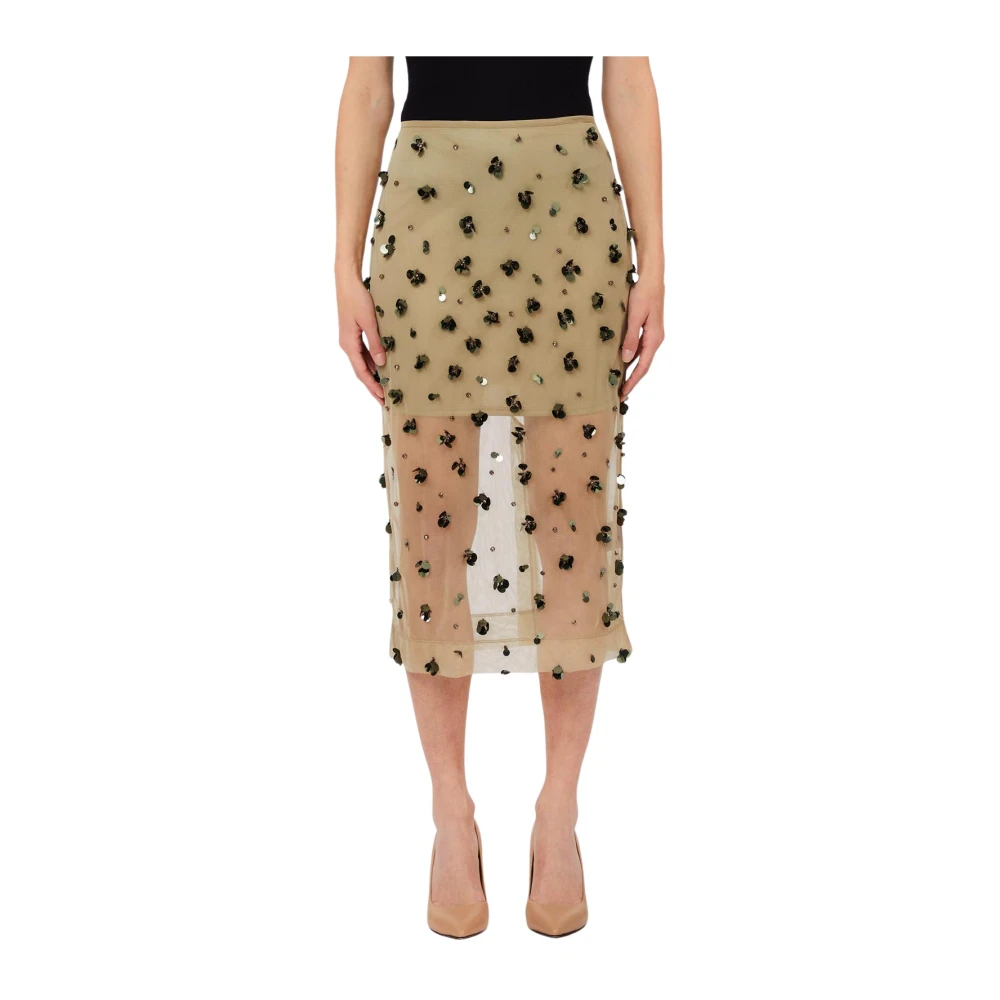 Liu Jo Damen Grün - Tüll-Midirock Mit Blumenstickerei - Skirts - S