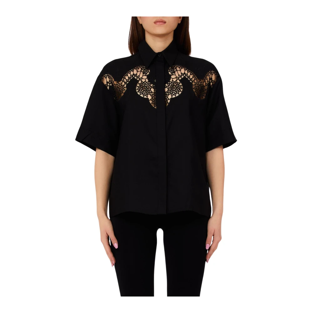 Liu Jo Damen Schwarz - Shirt Mit Lochstickerei - Blouses & Shirts - K - S