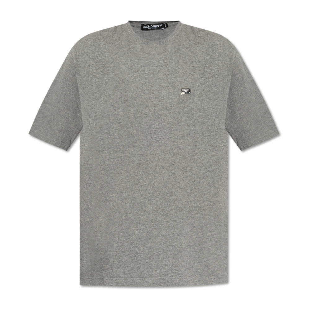 Dolce & Gabbana Herren Grau - T-Shirt Mit Logo-Applikation - Tops - M