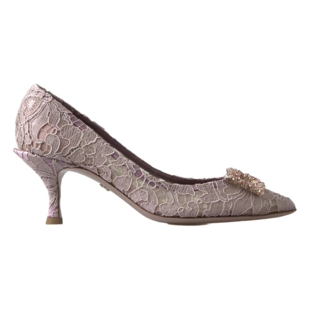 Dolce & Gabbana Damen Rosa - Blumenspitze Kristall Pumps - Shoes - 35 Eu