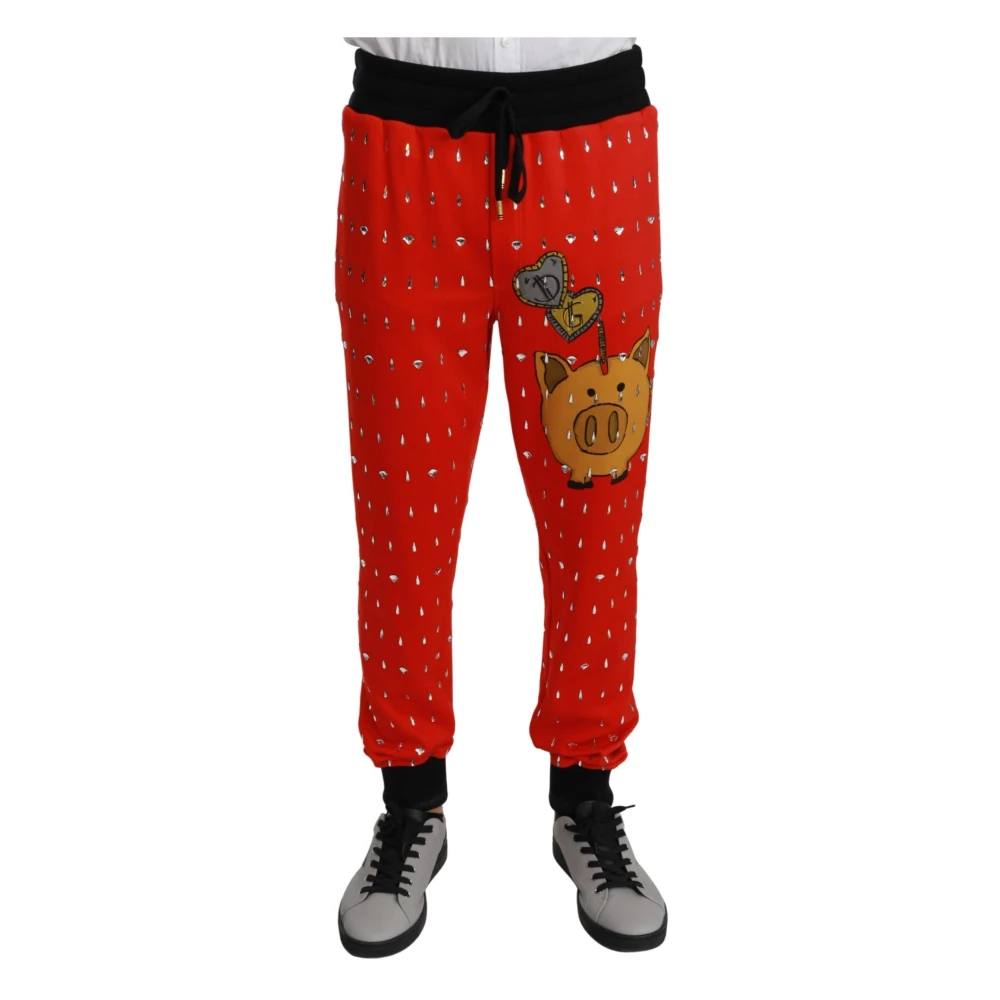 Dolce & Gabbana Herren Rot - Schicke E Sweatpants Mit Sparschwein-Print - Trousers - Xs