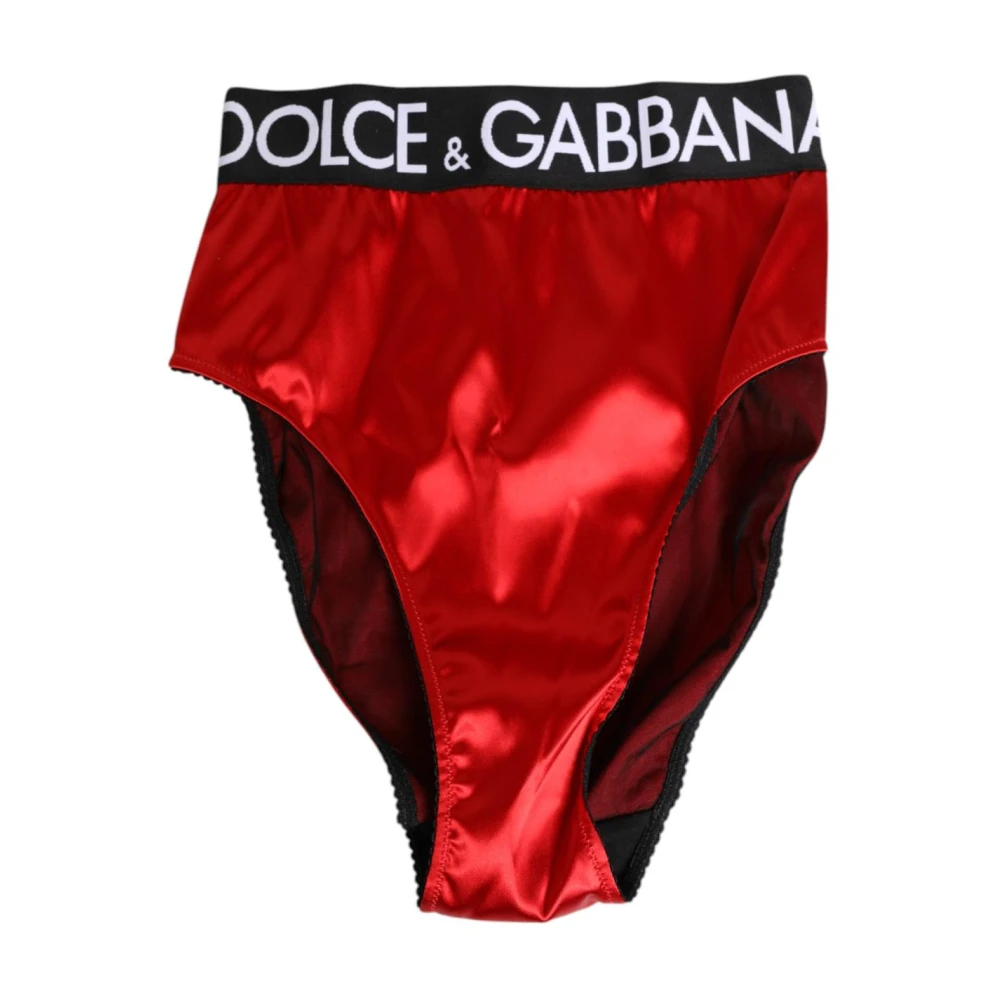 Dolce & Gabbana Damen Rot - Luxuriöse E Satin High-Waist Briefs - Underwear - S